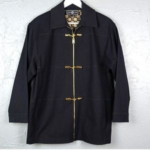 ST JOHN Sport Black Jacket Gold Hardware